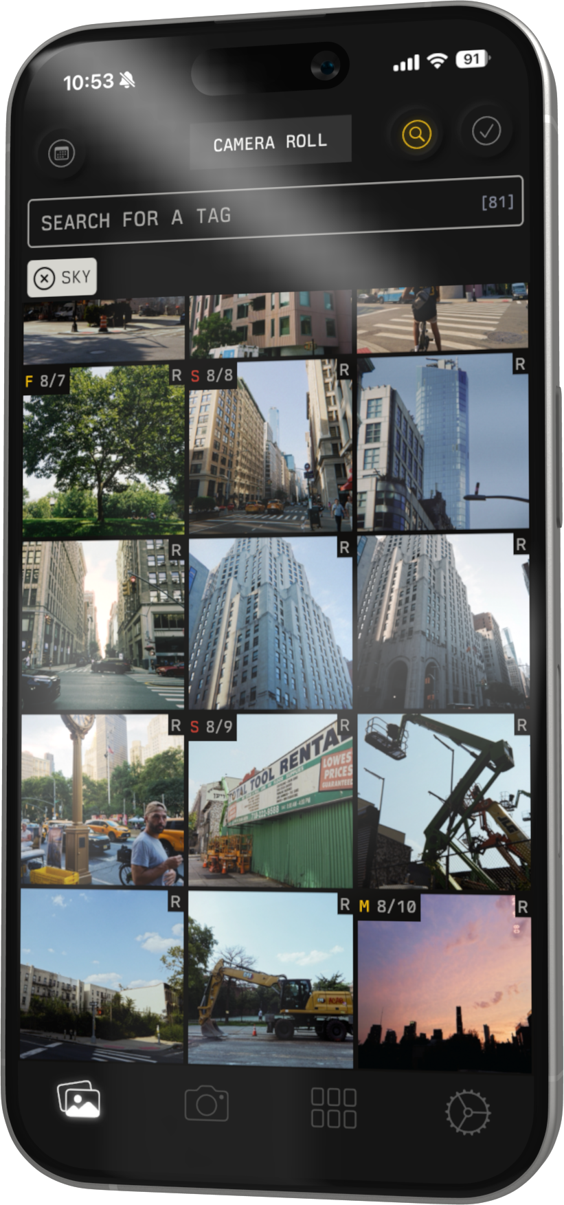 Phomo camera roll with tag filters